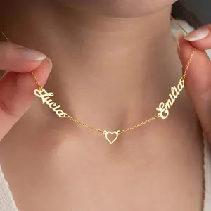 AS030 Personalized Custom Multiple Name Necklaces Stainless Steel Couple Name Necklaces Family Gifts