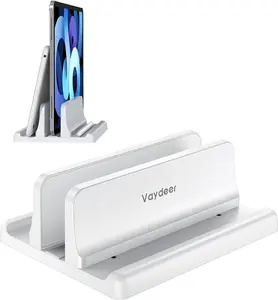 Vaydeer Plastic Adjustable 3-in-1 Vertical Laptop Stand Holder, Space-Saving Desktop Notebook Dock for MacBook Pro/Air, HP, Dell, Microsoft Surface, Lenovo (Up to 17.3 in, White)