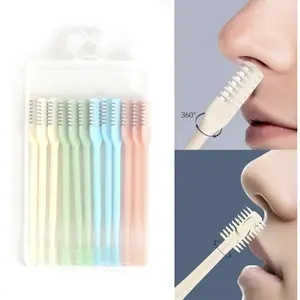 12 Pcs 2-in-1 Nasal Hair Cutter, Upgrade Double Sided Nose Hair Knife, 360° Nostril Hair Remover Tool, Nose Hair Trimmer for Men, Nasal Hair Cutter for Men Women, Soft Cleaning Brush