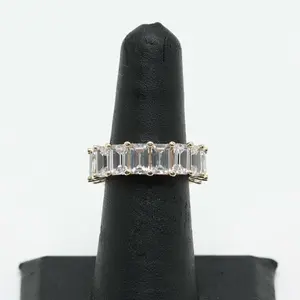 14K Gold Eternity Emerald Cut CZ Stones - SZ 6