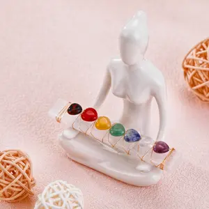 [Magic Crystal] 7 Chakra Selenite Wand with Crystal Chips, Red Obsidian, Sodalite, Yellow Agate, Green Strawberry Quartz, Deals for You Days, Portable, Yoga, Therapy Meditation Reiki Gift, Decorative Article