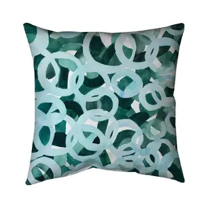 Begin Home Decor 5541-1616-AB46 16 x 16 in. Turquoise Abstract Circles Pillow - Home Decor Pattern