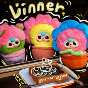 Baby Three A Pot of Little Flower Bunny Plush Dolls,Soft Furry Collectibles