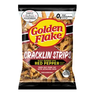 Golden Flake Pork Cracklin Skins Mild Red Pepper