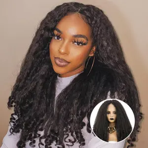 20 Inches Long Curly Shaggy Wig Synthetic Hair Lace Front Wig Heat Resistant Swiss Dark Brown Color Wigs Middle Part Daily Use Average Size