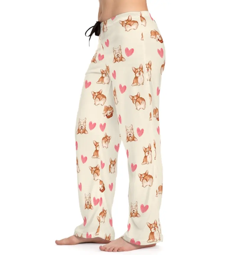 Cute Corgi Dog Women's Pajama Pants, Pastel Cute Pants, Pajama Pants, Pajama Gifts