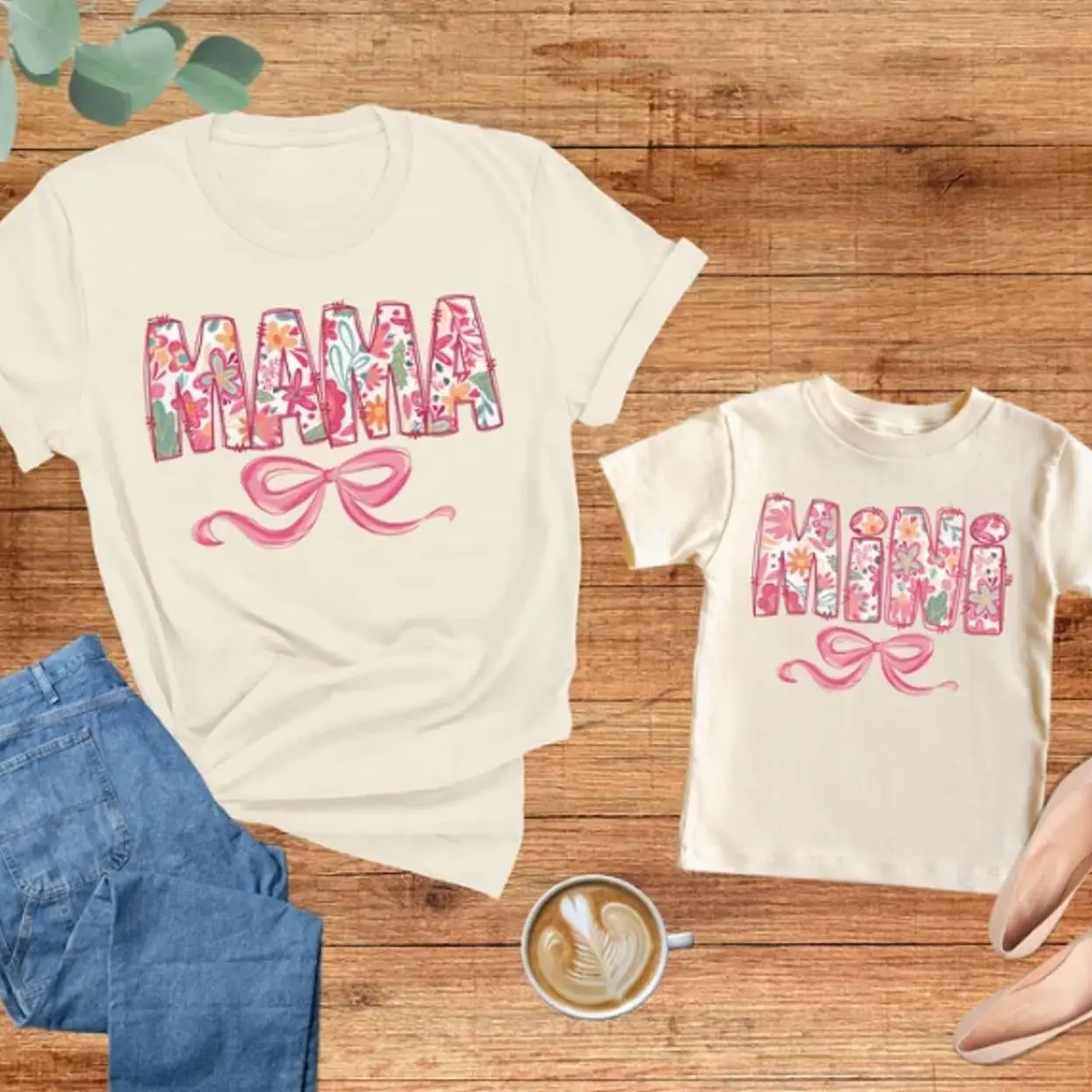 Floral Coquette Mama Mini Shirt, Matching Mom and Daughter Shirts, Mommy and Me Shirt, Mothers Day Gift, Mama Baby Girl Shirt, New Mom Gift