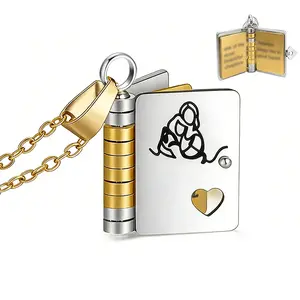 For Granddaughter - The Most Beautiful Chapter Book Necklace, Granddaughter Gifts from Grandma, Adjustable My Little Star Book Necklaces with 6 Pages of Engraved Information