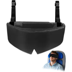 Travel Pillows for Airplanes, Airplane  Strap with Silk Eye Mask for Sleeping, Long Flights &  Road Trips 360?Headrest  Support, Stops Bobbing, Small & Compact(Black)