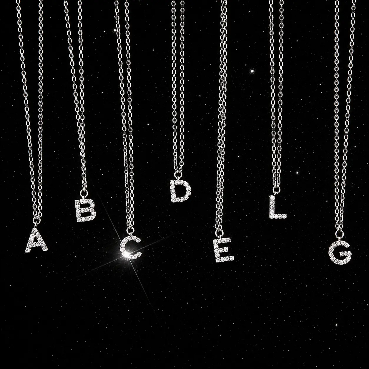 Silver Color Tiny A-Z 26 Alphabet Initial Letters Name Pendant Necklace With Full Shiny Zircon For Girls Best Gift S-N364