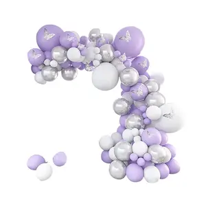 138PC Light Purple Balloon Butterfly Set And Inflator