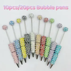 10pcs DIY Bubble-Pearl ballpoint pens(1 color each),back to school creative ballpoint pens,random colors,Diy Pens Cute Cool Pens for Students Teacher Bridal Graduation Gift Office School Supplies