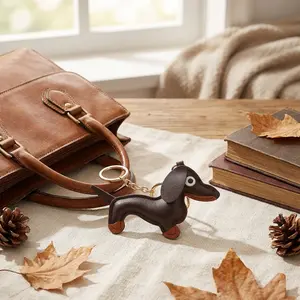 Leather Dachshund Keychain Bag Pendant - Durable Handcrafted Cute Puppy Charm, Pocket Charms for Bags, Festive Party Gift for Pet Lovers, Birthday Christmas Souvenir