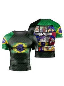 2026 Men Brazilian Jiu Jitsu T-Shirt Grappling Short Sleeve Sport Top Fitness Gym TrainingQuick Dry Sportswear Men's Clothing