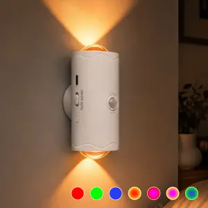 Wireless LED Wall Sconces,7 Colors Changing Motion Sensor Light,1500mAh Rechargeable Battery Operated Wall Lamp for Bedroom,Hallway,Bedside,Stairway,Porch,Courtyard
