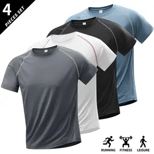 4-Pack Men’s Quick-Dry Sports T-Shirts, Breathable Moisture-Wicking Crew Neck Short Sleeve, Available in Multiple Colors, Suitable for Gym and Summer Activities, Fitness Apparel