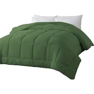 Down Alternative Comforter Twin Duvet Insert with Corner Tabs, Quilted Comforter Box-Stitched Twin Comforter Green,Machine Washable Microfiber