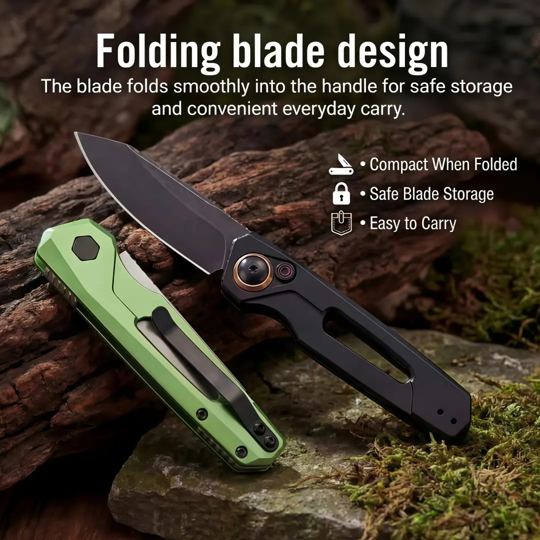 KS 7550 EDC Folding Pocket Tool – One-hand button lock, reverse tanto edge; compact and durable for camping, hiking, outdoor adventures, and everyday carry.A perfect gift for men and women.Aircraft-grade aluminum handle, CPM-154 blade.