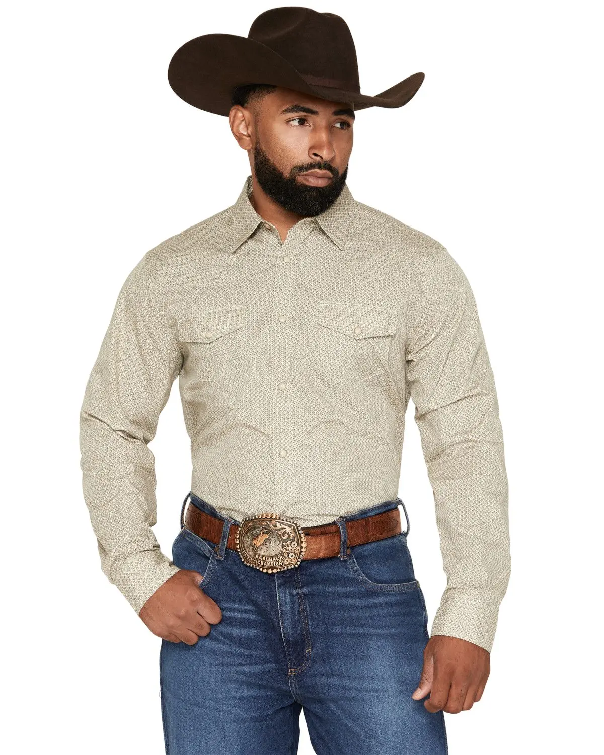 Gibson Trading Co Men's Men'S Mister Furley Geo Print Long Sleeve Snap - Gmfa26w8-Crm-T