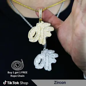 Glamorous Letter Pendant Necklace with Sparkling Cubic Zirconia Intricate Stainless Steel Chain Pendant