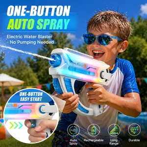 Aesthetic Full Led Sound Electric Water Blaster For Kids Auto Continuous Spray Long Range Blaster Rechargeable For Adults Kids Summer Pool Party