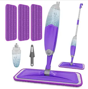 HOMTOYOU Spray Mops for Floor Cleaning: Wet Mop for Hardwood Tile Wood Laminate Vinyl - 3 Washable Microfiber Pads for Swiffer Powermop - Absorbs Pet Hair Dust