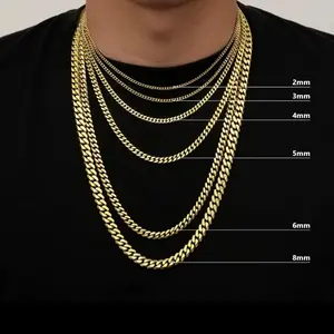 14Kt Gold Plated cuban Link Stainless Steel Chain Durable & Stylish 18" to 30" Lengths 2mm to 10mm Widths Tarnish Resistant Rust Resistant Unisex Design Perfect for Layering or Wearing Solo