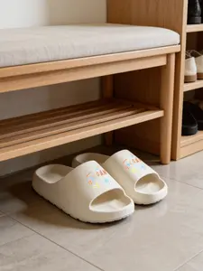 Sunny 1 Pair Slides, EVA Material, Summer Graffiti Style, Thick Anti-slip Sole, Colorful Letter Print, Women's Indoor Outdoor Slippers