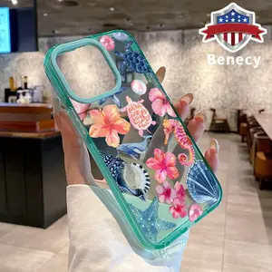 Phone case for iPhone 16 Pro Max 15 Plus 14 13 12 11 Pink Turtle Non-Yellowing Silicone Transparent Drop Protective Cover