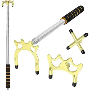 Retractable Adjustable Pool Cue Bridge Stick Set with 3 Removable Brass Bridge Heads, Snooker Billiards Pool Table Accessories Cue Rest for Precision