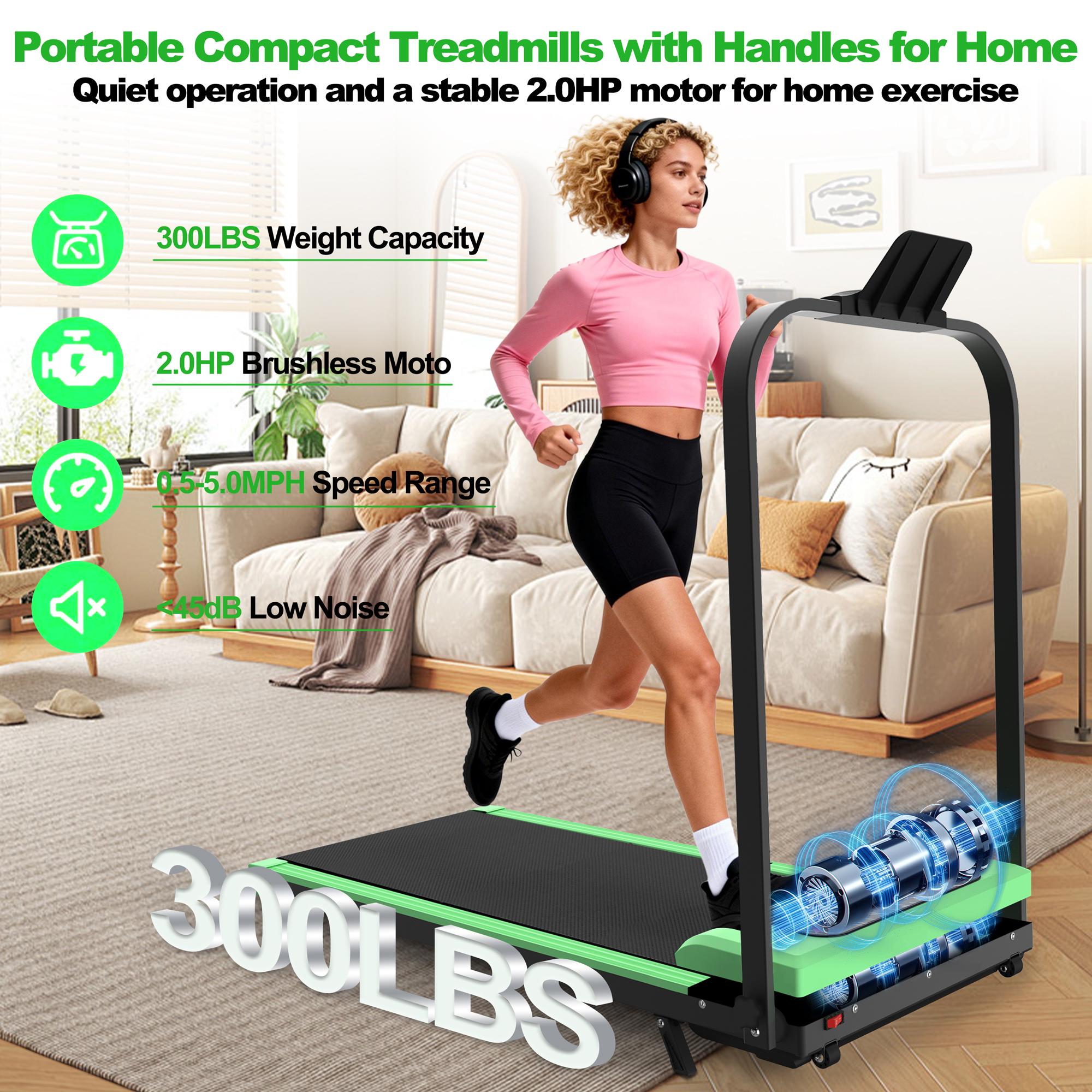 【KINMAC】Foldable Treadmill with Handle Bar & Incline 2 in 1 Upgrade Portable Under Desk Walking Pad Vibration Pad Remote Control for Home Office Small Spaces