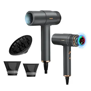 【Coupon Available】AKJ Wave High-Speed Hair Dryer - Plasma Ion Technology, Intelligent Temperature Control, Self Cleaning - Bids Farewell to Static Electricity and Frizz, Perfect Present for Mother's Day Gift Gray Gold