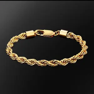 Twisted Gold Bracelet - Simple Design with Secure Lock Mechanism