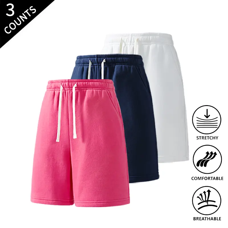 3-Pack Summer Vibes Men’s Solid Color Casual Sport Shorts with Elastic Drawstring, Lightweight Summer Shorts