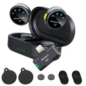 Wireless Lavalier Microphone for iPhone/Android/Camera/PC/Laptop,30H Battery Life, 1000ft Range, Noise Cancellation, Button Size Lapel Microphone for iPhone/iPad/Video Recording/Streaming/YouTube