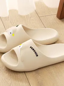 Cute Thick Sole Indoor Home Sandals Outdoor Bathroom Bath Non-Slip Slippers Cartoon Penguin Eva Slides for Men Women Comfort Soft Bottom