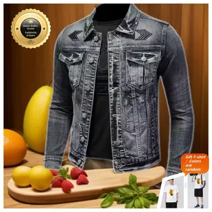 Men's Denim Jacket Long Sleeves Lapels Regular Fit Fashionable Designer Coat for Fathersdaygift Casual Trendy Style High-Quality Fabrics