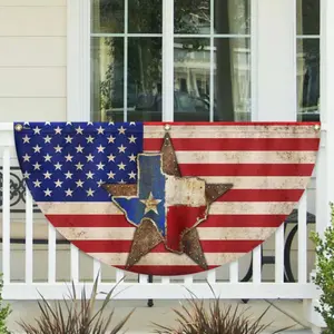 Rustic USA & Texas Flag Porch Banner – Patriotic Outdoor Decor, Vintage American Style Independence Day Decoration