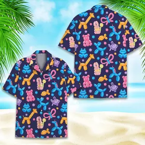 [NEW] Balloon Animal Hawaiian Shirt for Men Women Youth, Cute Funny Summer Shirt with Colorful Balloon Dogs Bears, Carnival Party Aloha Shirt