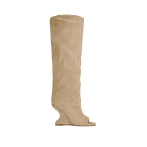 VINCENT-NUDE PEEP TOE WEDGE BOOT