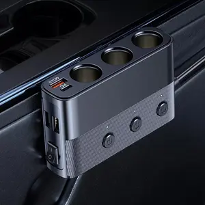 Plug Splitter, 7 In 1 Car Charger Adapter 3 Socket Power 12V/24V, Type-C And QC3.0, 2 USB Charging Ports, Independent Switches, LED Voltage Display, DC Outlet Vehicle Compatibility Fathersdaygift