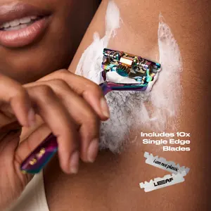 Leaf Shave Original Leaf Razor, All-Metal Safety Shaver with Pivoting Head & Adjustable Blade Loading, Includes 10 Stainless Steel Single-Edge Blades, Compatible with Standard Safety Razor Blades