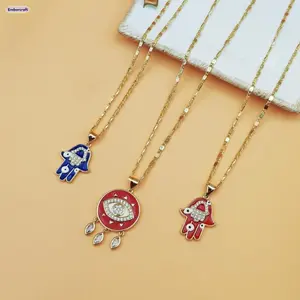 Evil Eye Necklace for Women, Cubic Zirconia Protection Charm Pendant, Dainty Gold Tone Lucky Eye Jewelry for Daily Wear, Birthday Gift and Spiritual Protection