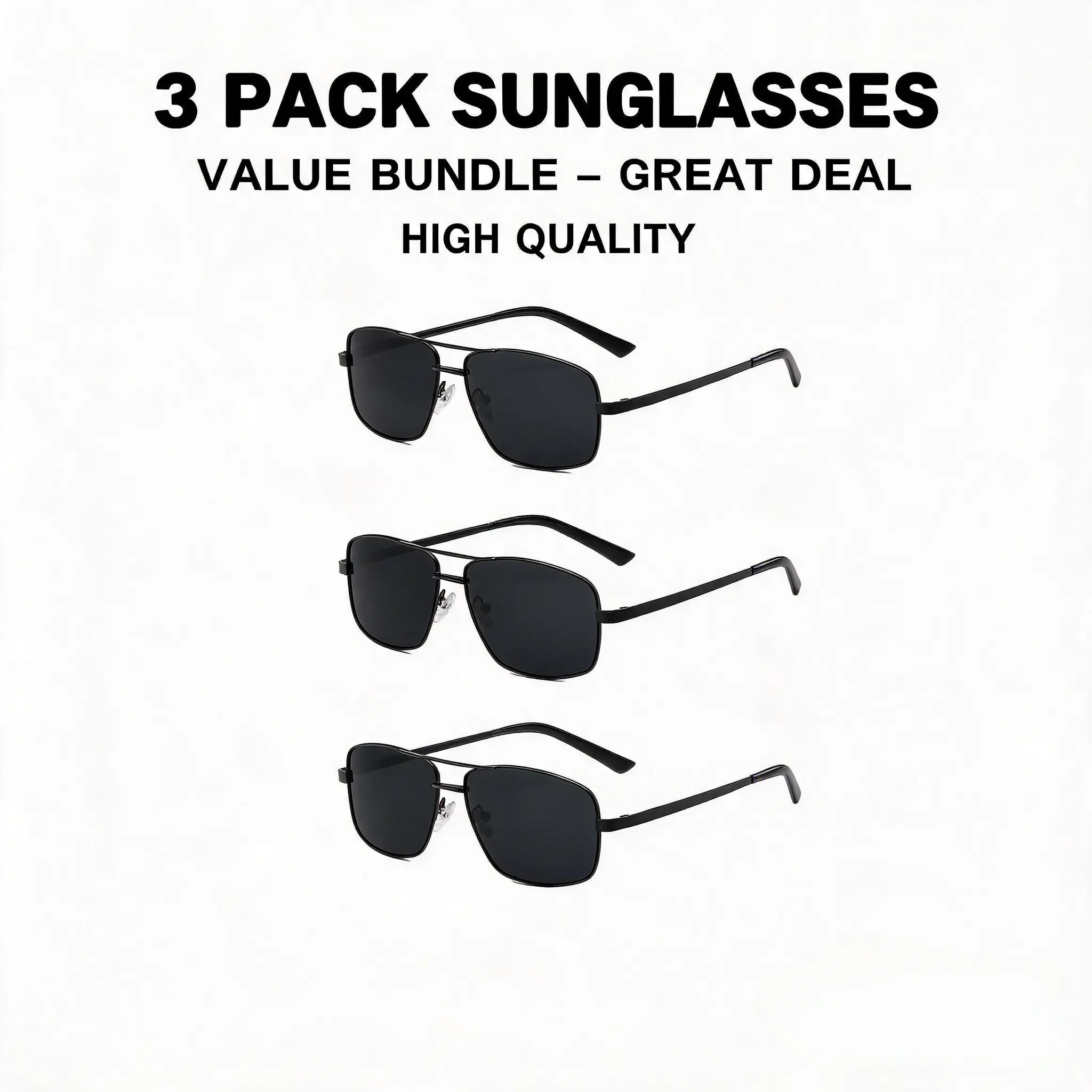 Unisex 3-Piece Retro Full-Rim Metal Frame Sunglasses Set - High-Quality Photochromic UV Protection Anti-Glare Shades, Men's & Women's Fashion Eyewear Accessories, Ideal for Beach, Travel Gifts