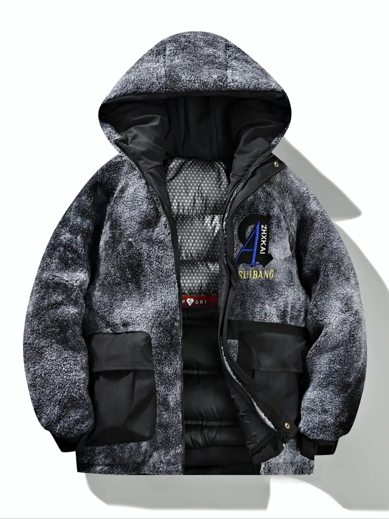 Men's Winter Faux Fur Lined Parka Coat, Camo Pattern Hooded Outerwear, Thick Warm Jacket for Outdoor Activities