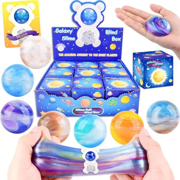 9-Pack Unisex BPA-Free Stretchy Fun Galaxy Slime Balls - Non-Sticky, Mess-Free Sensory Play Toys for Children’s Development, Birthday Gifts That Encourages Positive Behavior