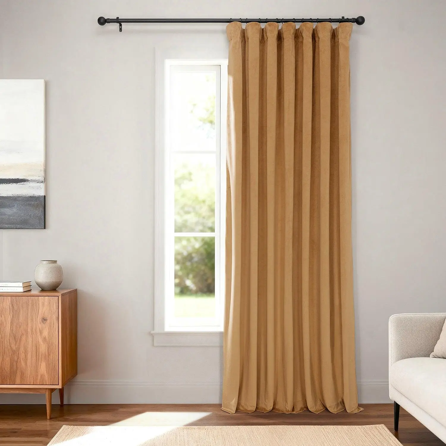 Extra-Wide Velvet Fabric Curtain Panels - Traditional Blackout Privacy Blocker for Home Room House Decor (Half Price Offer)