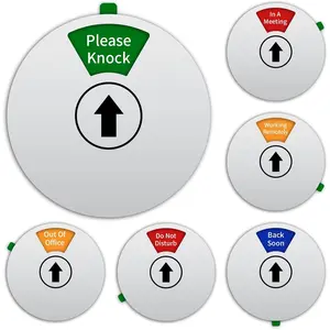 Office Door Sign Do Not Disturb Out of Office Please Knock In a Meeting Working Remotely Back Soon Rotating Privacy Door Sign for Conference 6 Inch Silver