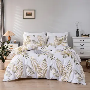 Palm Leaf Print Bedding Set, 3 Counts/set Including 1 Count Duvet Cover & 2 Counts Pillowcase without Filler, Soft Comfortable Bedding Set for Home Bedroom