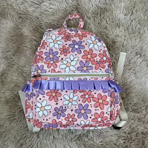 Ruffle Floral Print Kids Girls Backpack